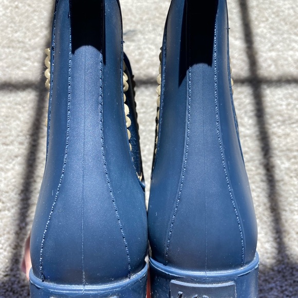 Jack Rogers Rain Boots Navy Blue and Gold - Picture 2 of 5